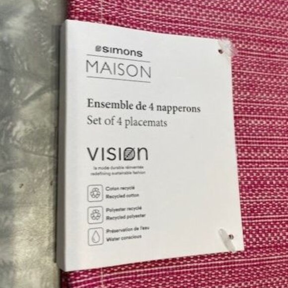 SIMONS NWT Pink Chambray Recycled Fibre Placemats Set of 4 - Picture 3 of 4